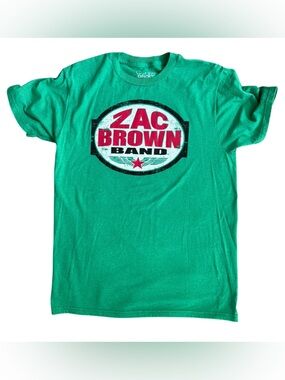 Zac Brown Band 2014 Tour T-shirt Great American Tour Concert Tee Size L Green